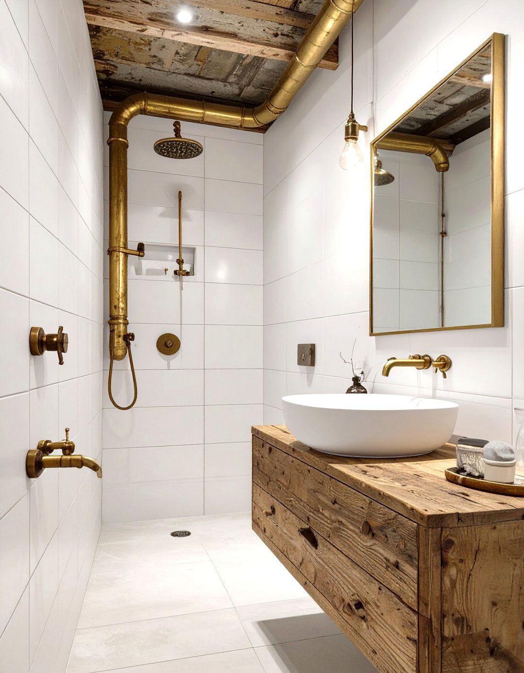 An Exposed Hardware Bathroom - 30 bathroom renovation ideas