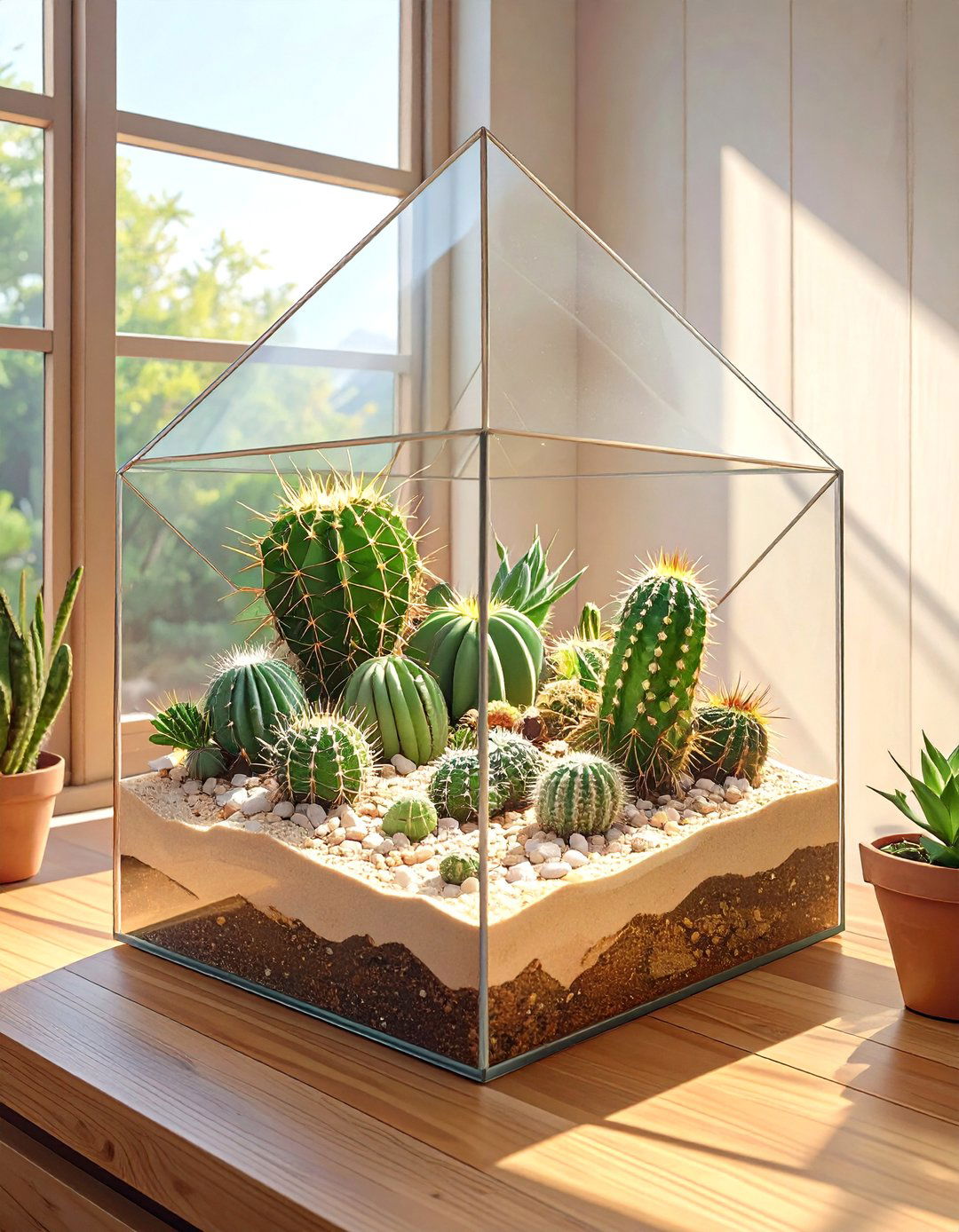 An Indoor Cactus Terrarium Garden - 30 cactus garden ideas