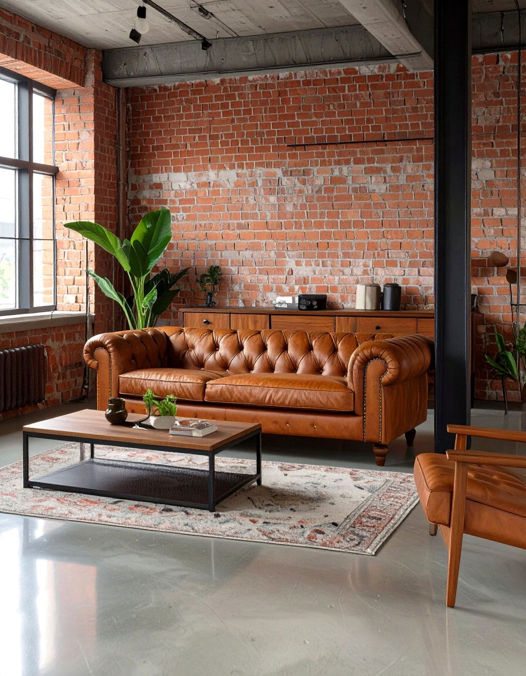 An Industrial Loft Living Room - 30 ai mid-century living room ideas