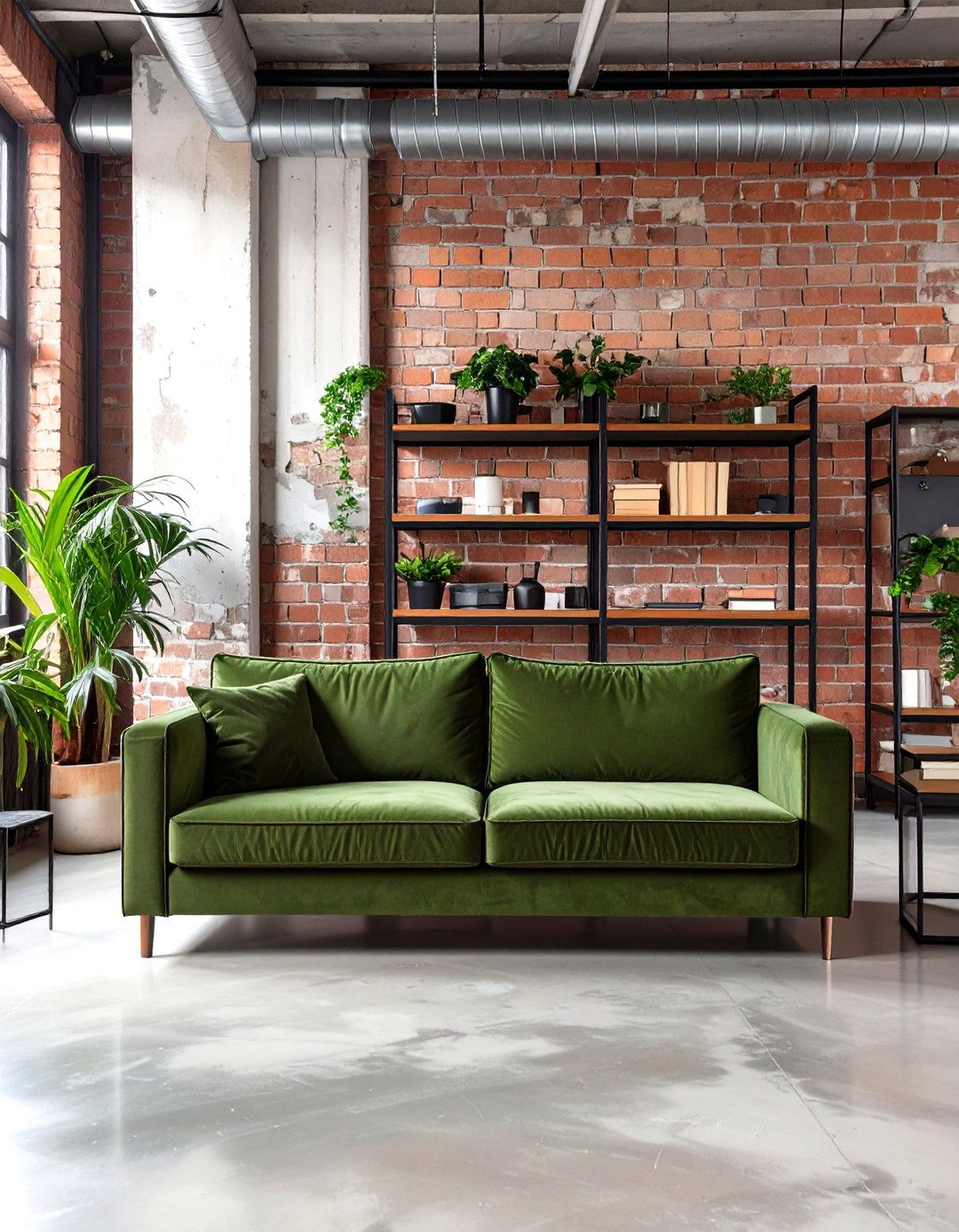 An Industrial Loft with Army Green Details - 30 green interior design ideas