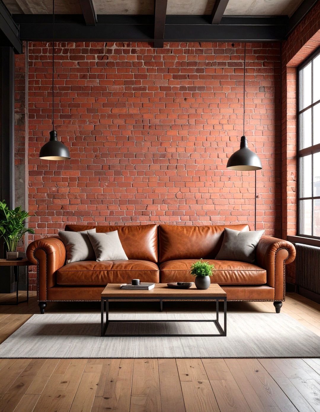 An Industrial Style Exposed Brick Wall - 30 family room wall decor ideas