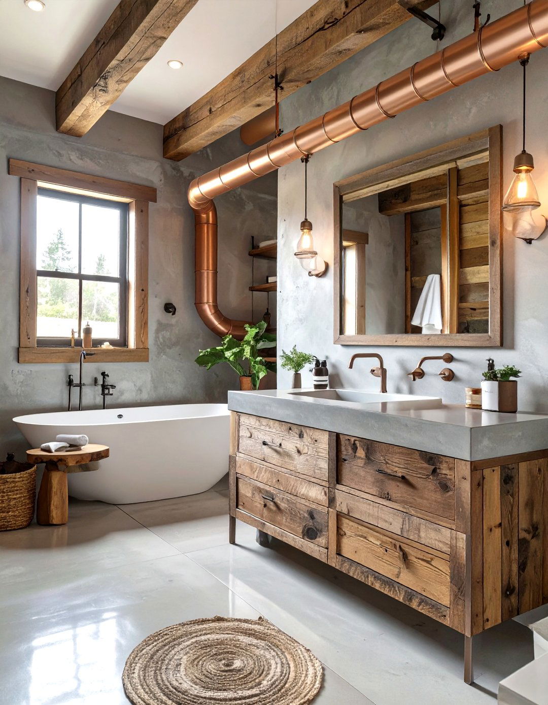 An Industrial Touch Cabin Bathroom - 30 cabin bathroom ideas