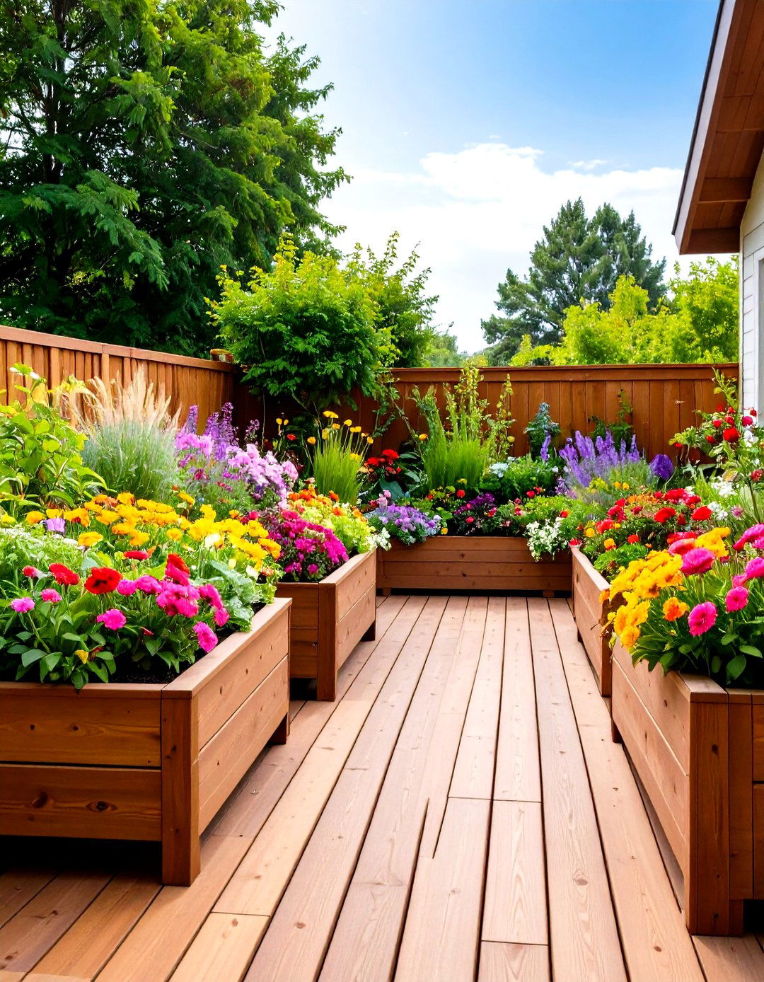 An Integrated Garden Deck - 30 ground level deck ideas