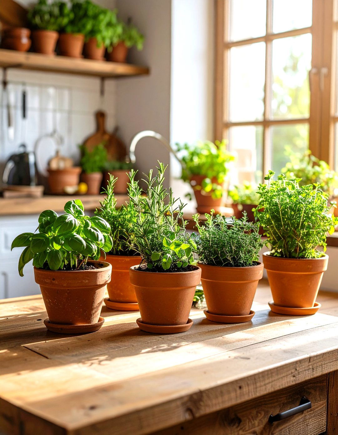 An Integrated Herb Garden - 30 rustic kitchen ideas