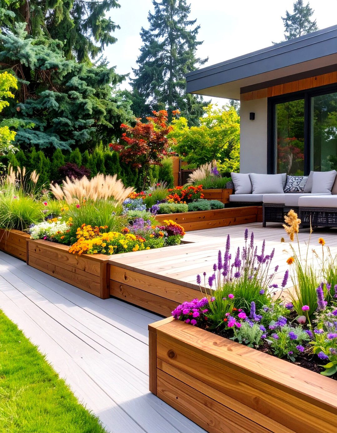An Integrated Planter Box Low Deck - 30 low deck ideas