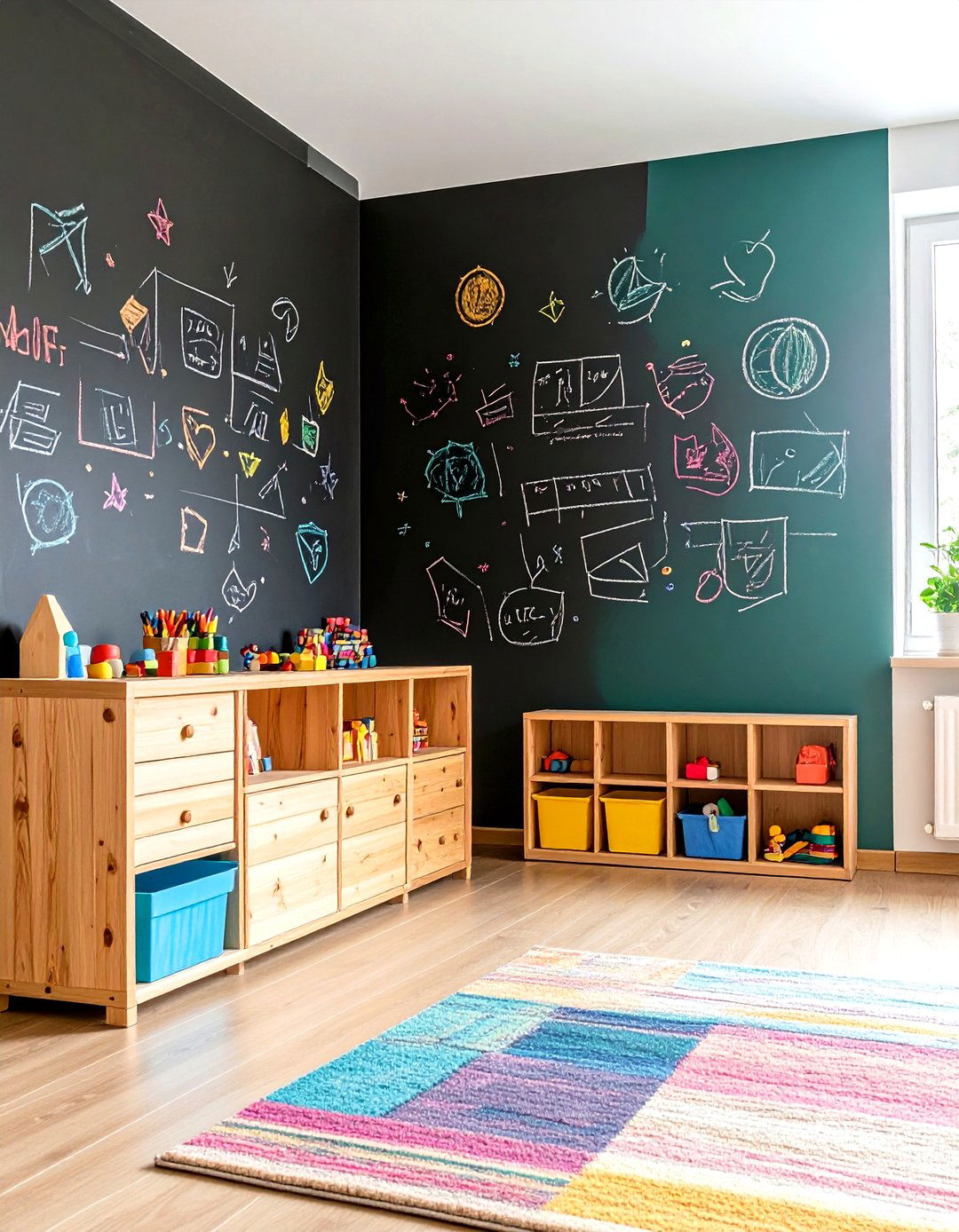 An Interactive Chalkboard Wall for Creativity - 30 family room wall decor ideas