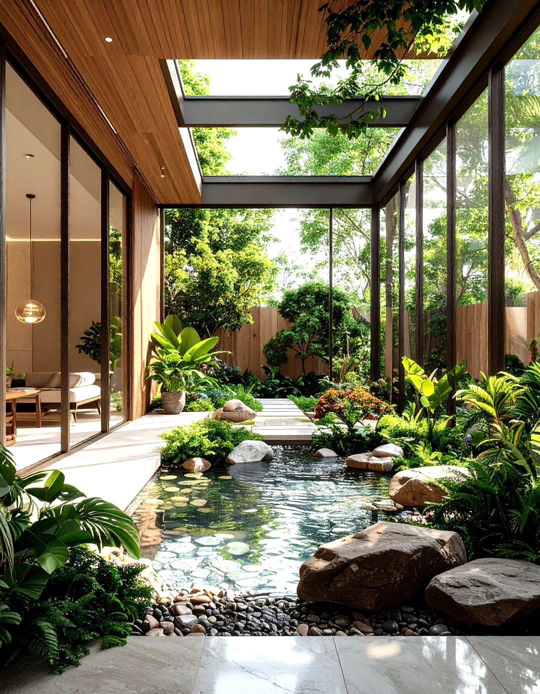 An Interior Courtyard Garden - 30 emphasis interior design ideas