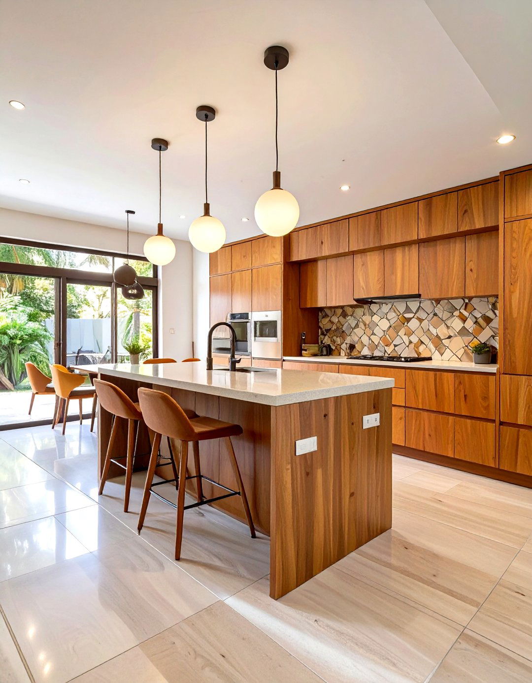 An Open Concept Kitchen with Flat Panel Cabinetry - 30 mcm interior design ideas