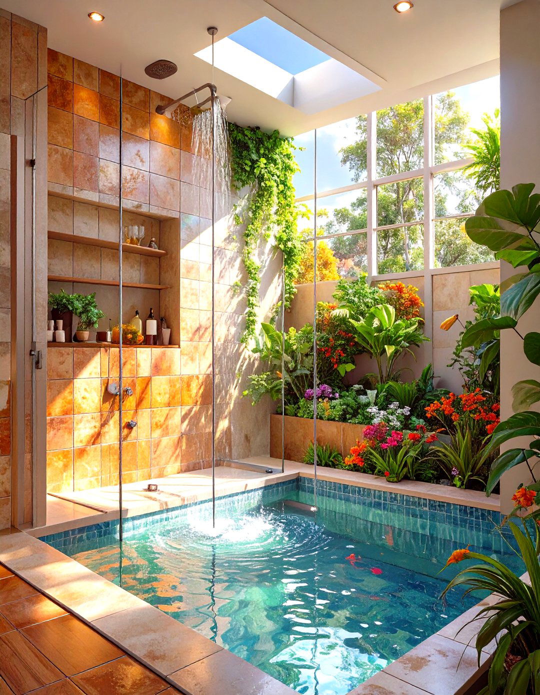 An Open Shower with a Half Wall Divider - 30 open shower ideas