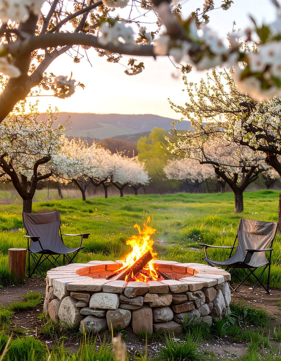An Orchard Fire Pit Retreat - 30 country backyard rustic fire pit ideas
