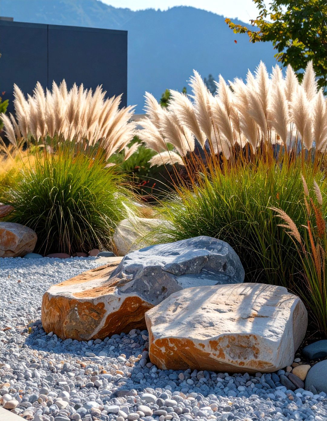 An Ornamental Grass Rock Garden - 30 low maintenance small rock garden ideas