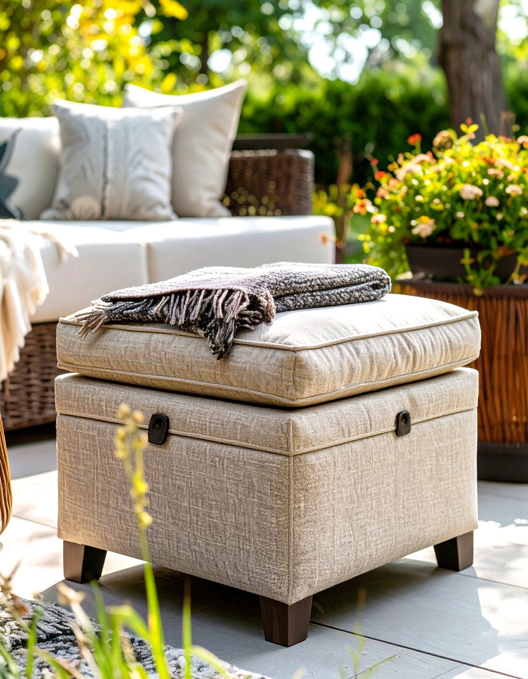 An Ottoman with Hidden Storage - 30 small patio furniture ideas