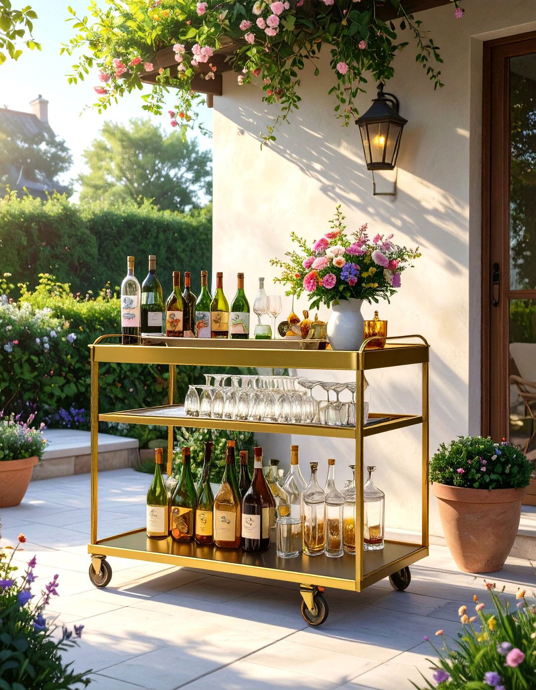 An Outdoor Bar Cart for Flexible Serving - 30 small outdoor patio ideas