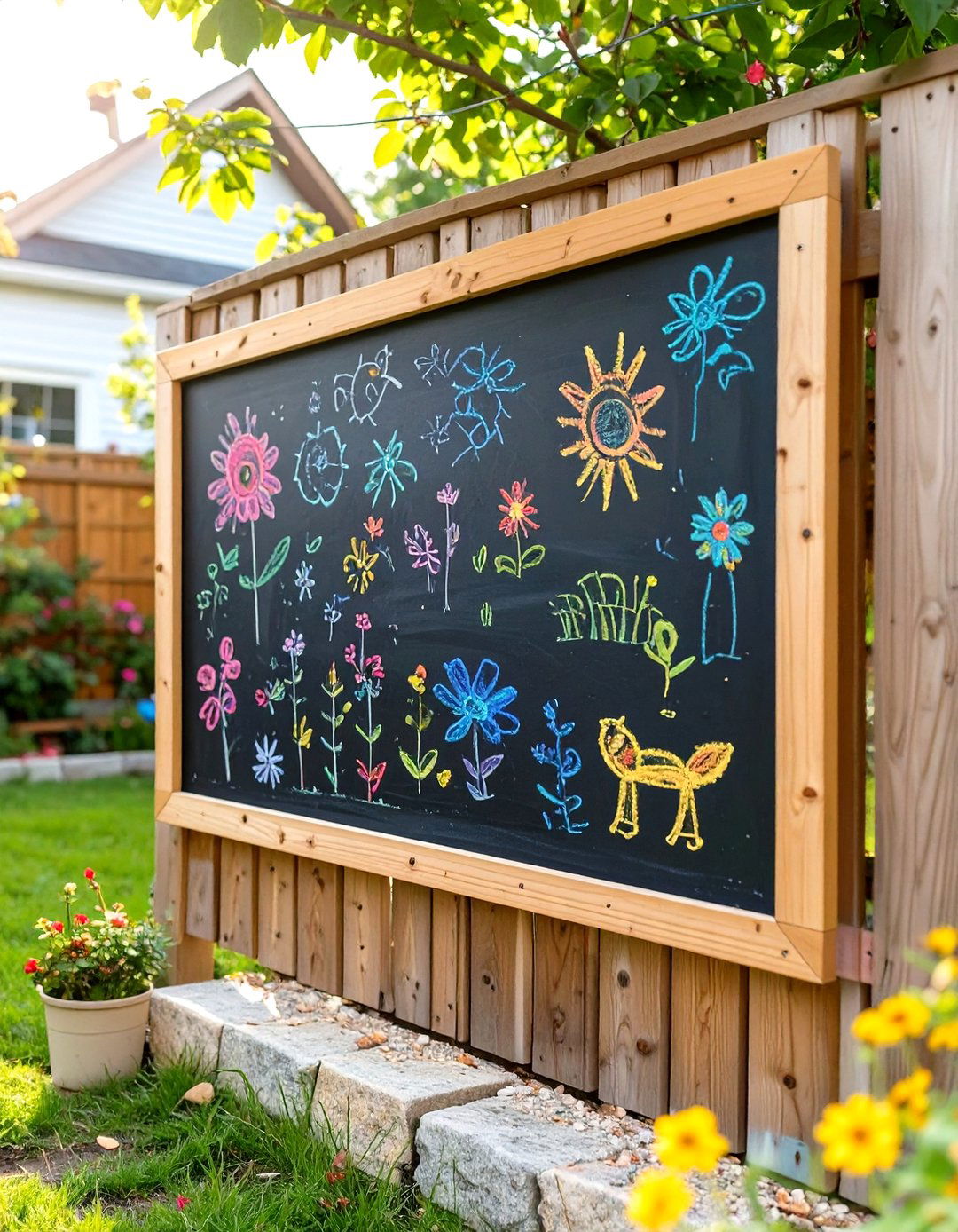 An Outdoor Chalkboard for Kids and Adults - 30 tiny backyard ideas