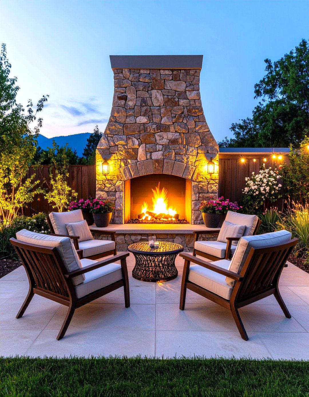 An Outdoor Fireplace or Fire Pit - 30 patio privacy ideas