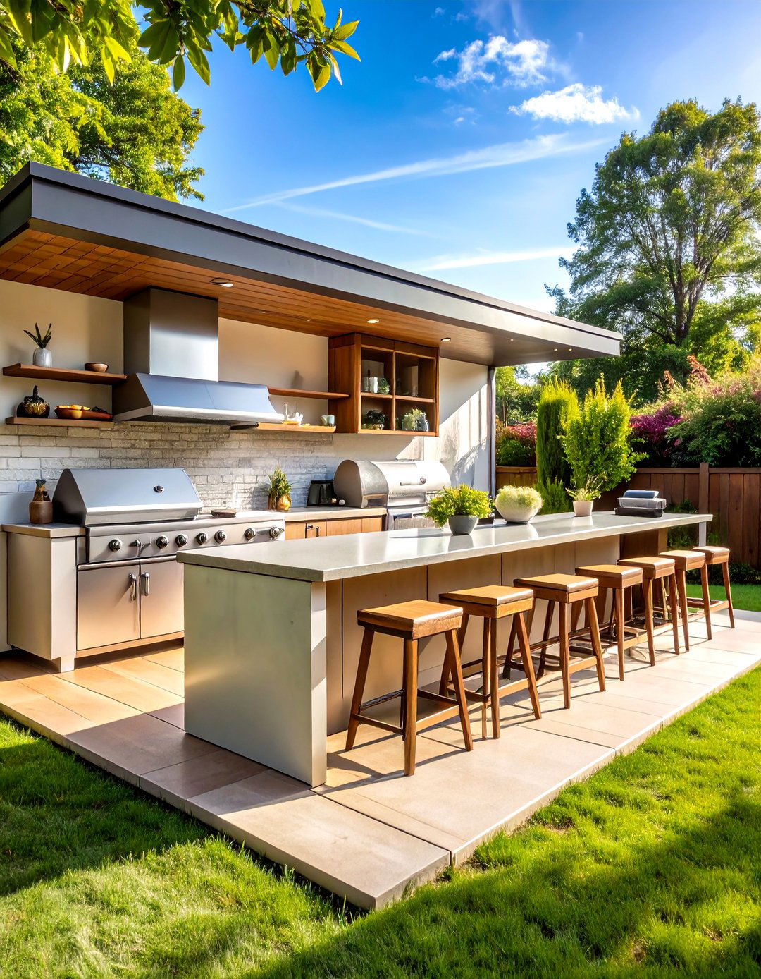 An Outdoor Kitchen and Bar Area - 30 outdoor space ideas