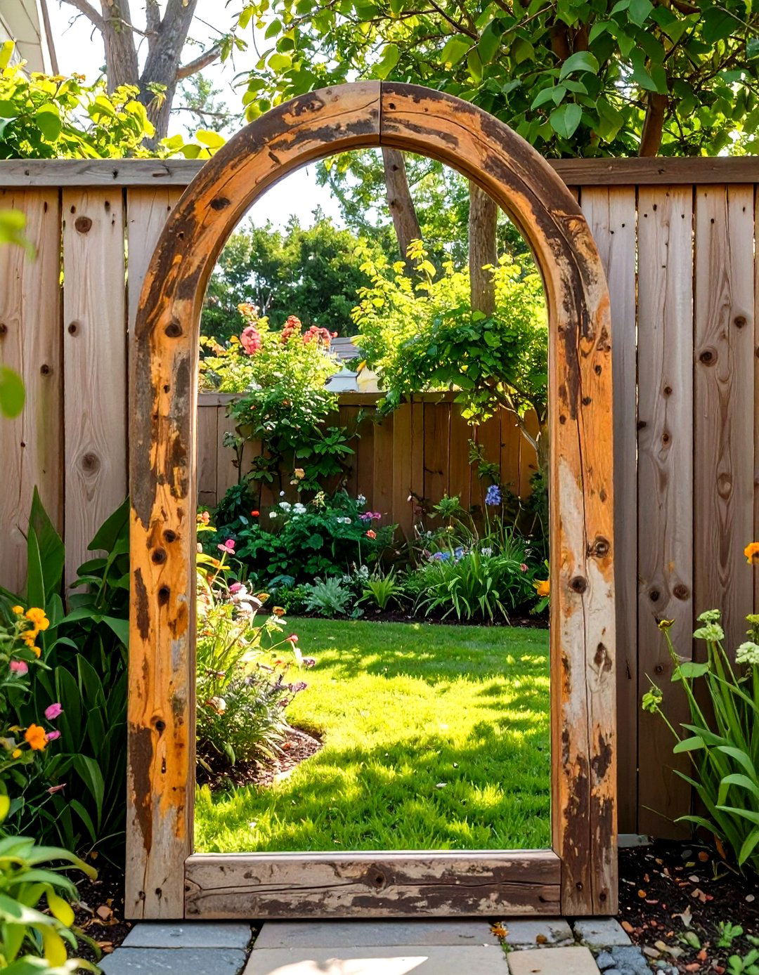 An Outdoor Mirror to Create an Illusion of Depth - 30 small backyard landscaping ideas