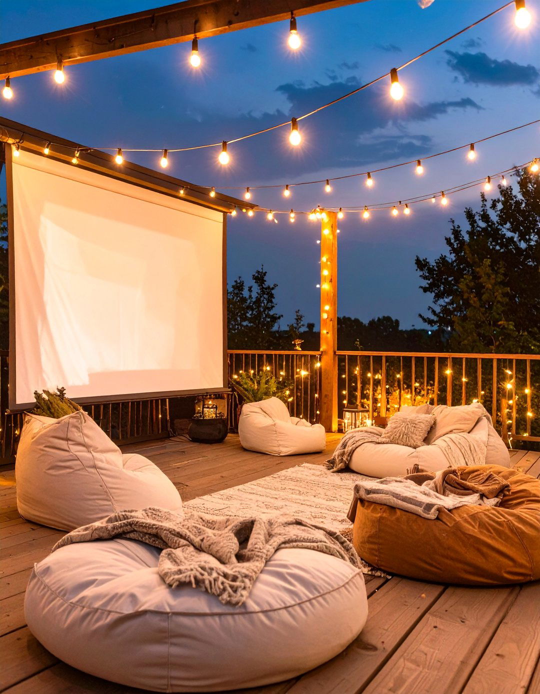 An Outdoor Movie Night Deck - 30 deck decorating ideas on a budget