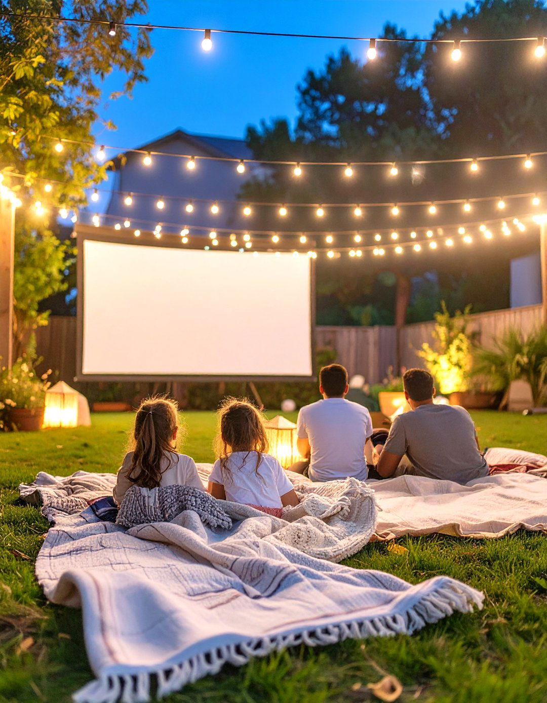 An Outdoor Movie Projector and Screen - 30 outdoor oasis ideas