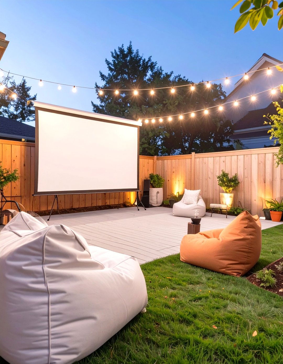 An Outdoor Movie Screening Area - 30 small backyard ideas no grass