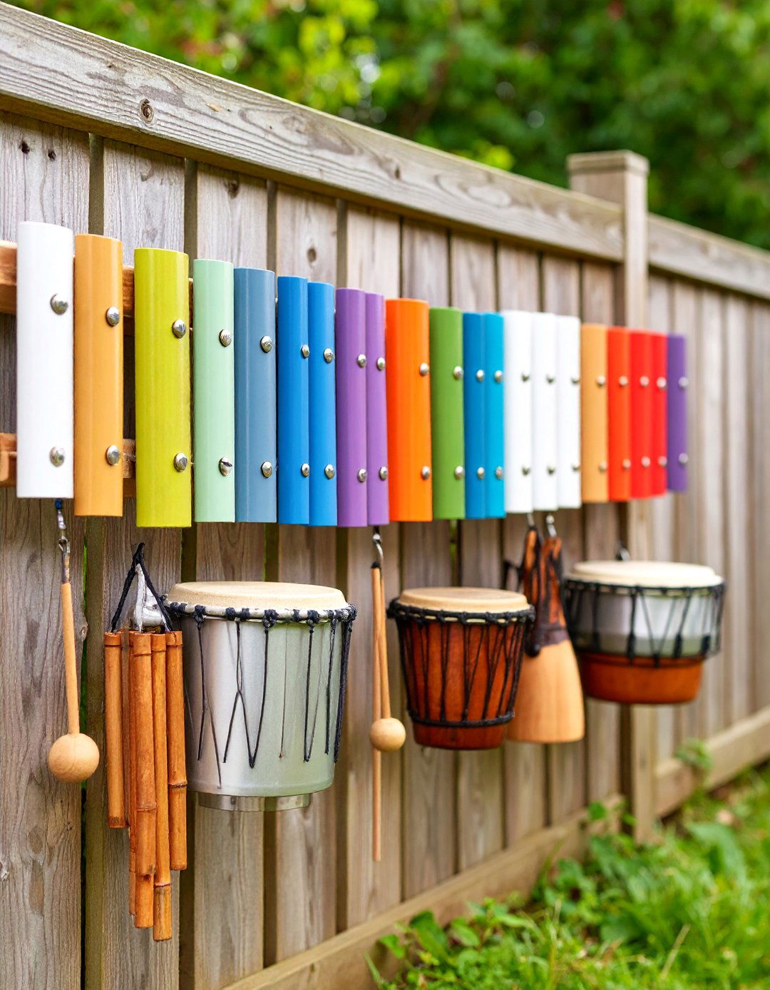 An Outdoor Music and Sound Wall - 30 backyard ideas for kids