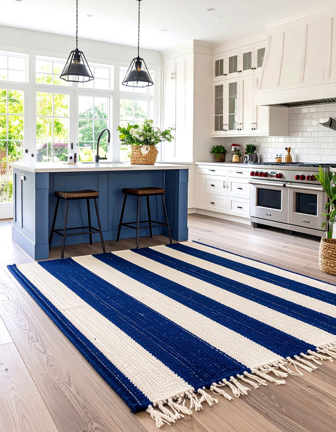 An Outdoor Rug in the Kitchen - 30 kitchen rug ideas