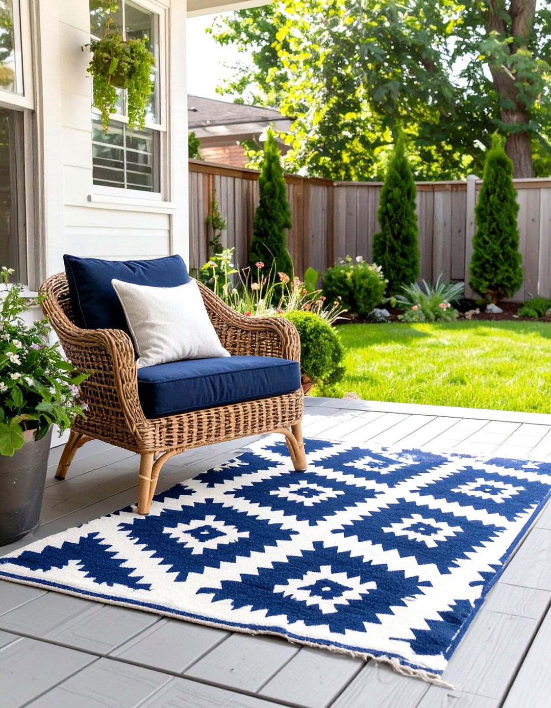 An Outdoor Rug to Define Your Backyard Space - 30 tiny backyard ideas