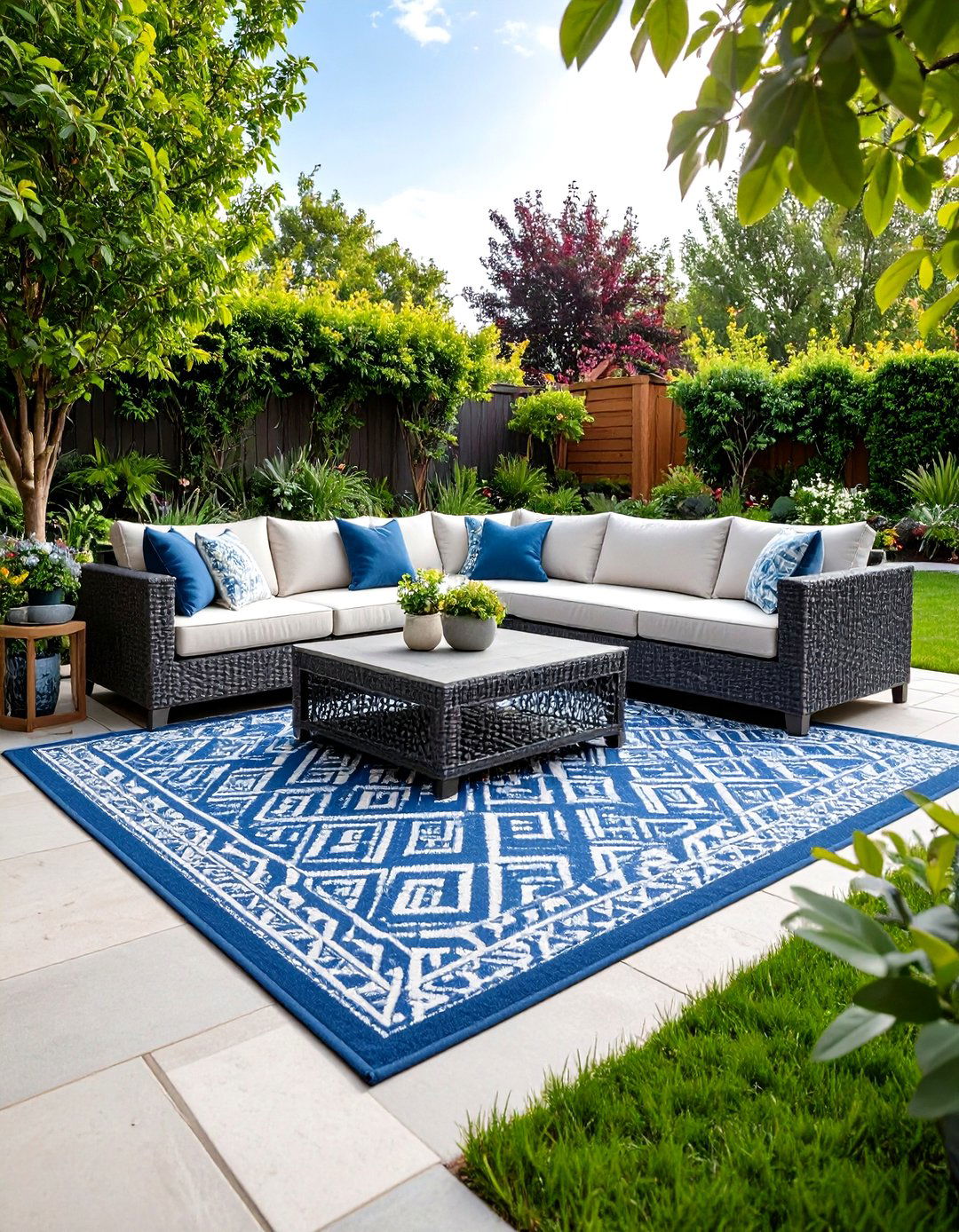 An Outdoor Rug to Define Your Patio Space - 30 patio decorating ideas