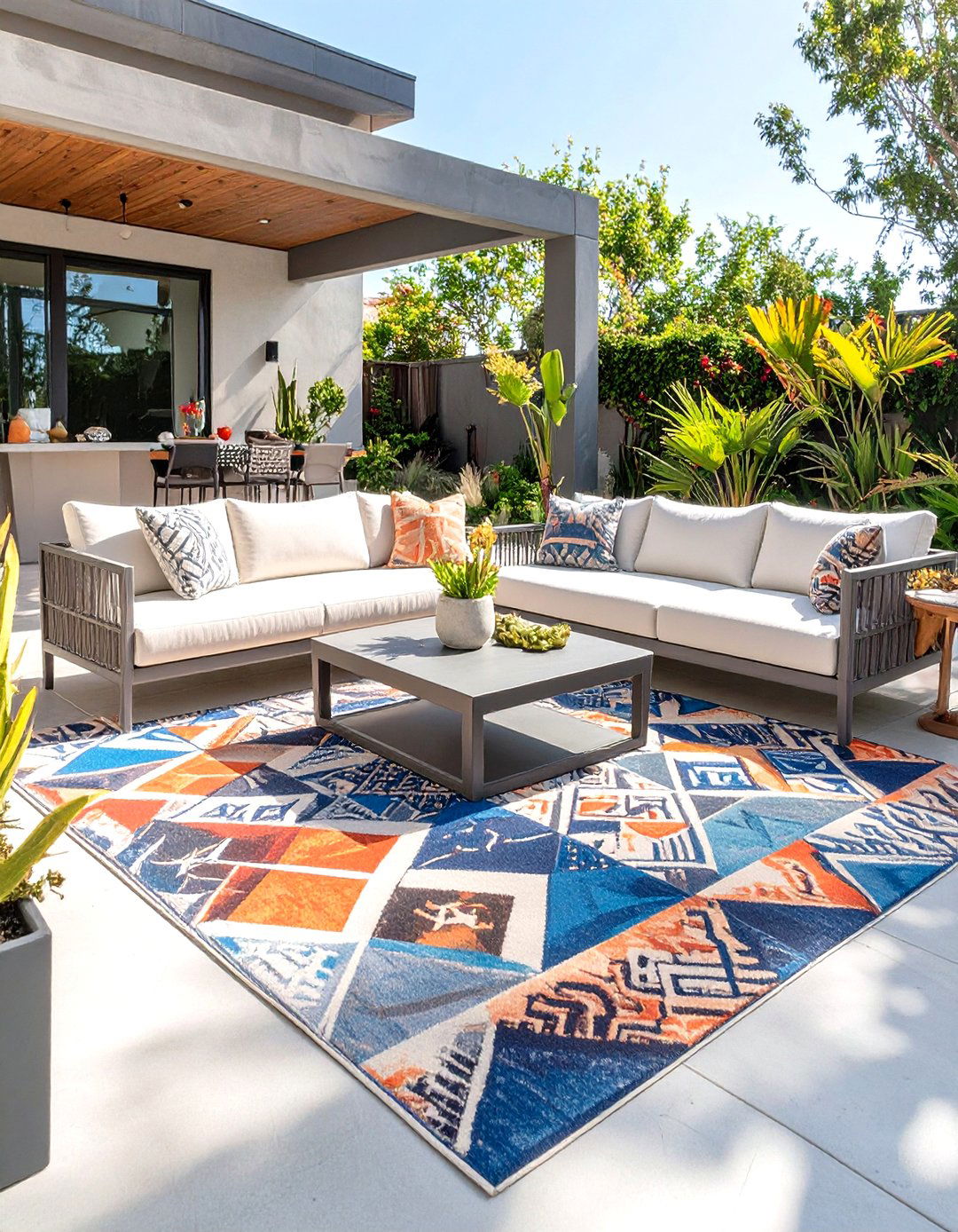 An Outdoor Rug to Define the Space - 30 outdoor patio decor ideas