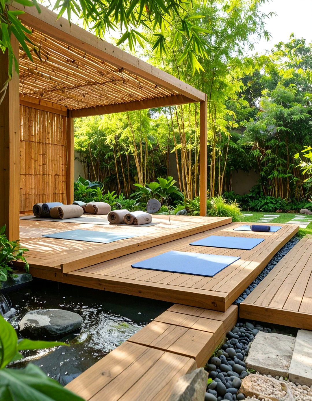 An Outdoor Wellness and Yoga Deck - 30 ai outdoor entertaining space ideas