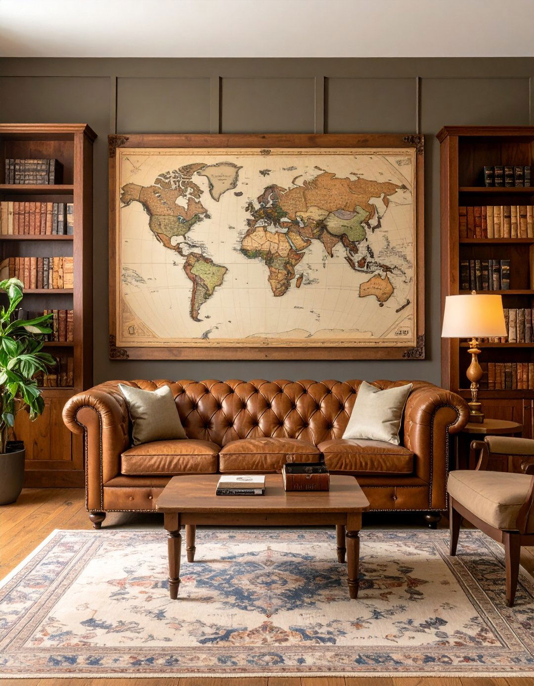 An Oversized Antique Map - 30 large wall decor ideas