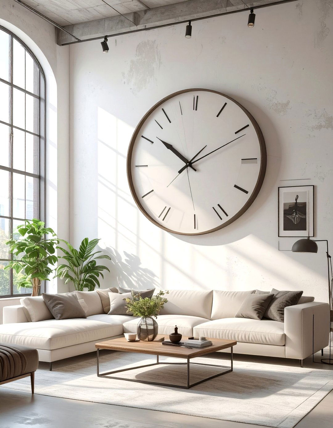 An Oversized Clock - 30 modern large wall decor ideas for living room