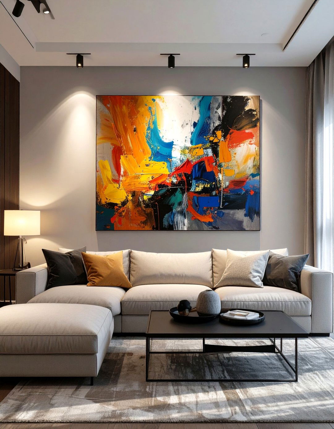 An Oversized Statement Art Piece - 30 creative living room wall decor ideas
