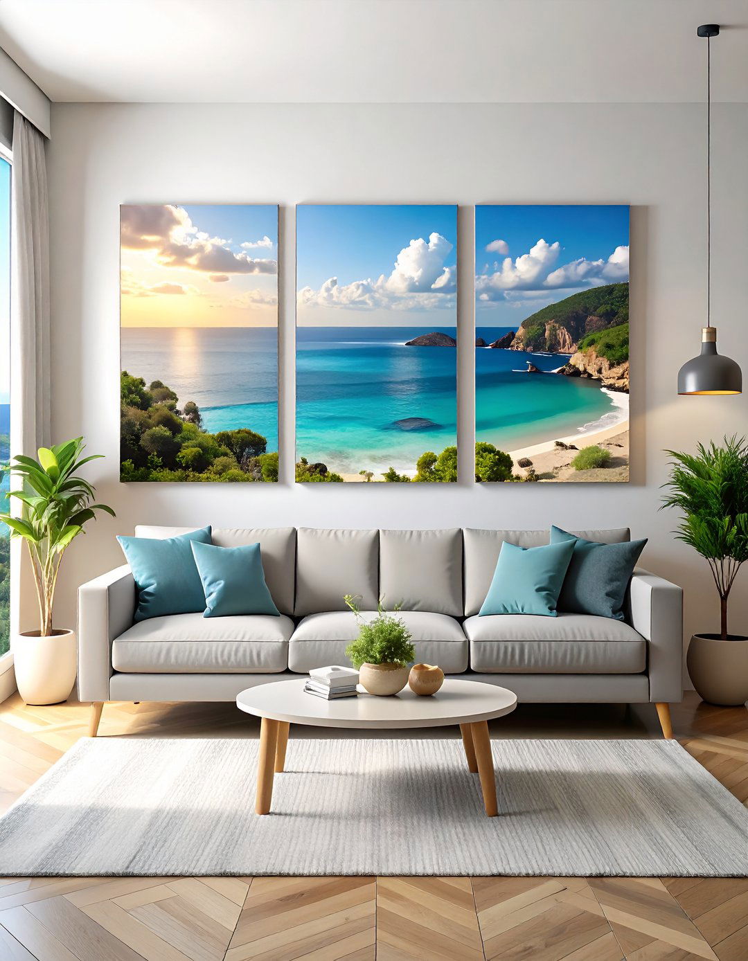An Oversized Triptych Canvas - 30 large wall decor ideas