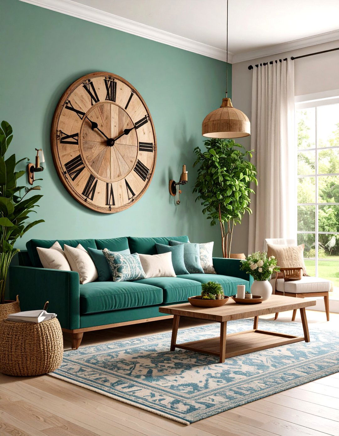 An Oversized Wall Clock as a Statement - 30 family room wall decor ideas