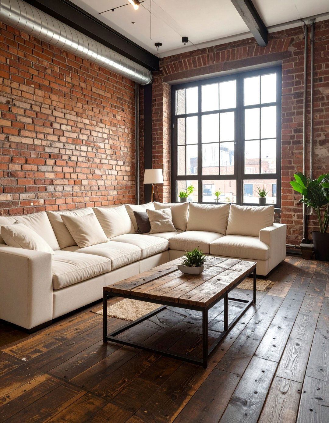 An Urban Industrial Loft Feel - 30 beige couch living room ideas