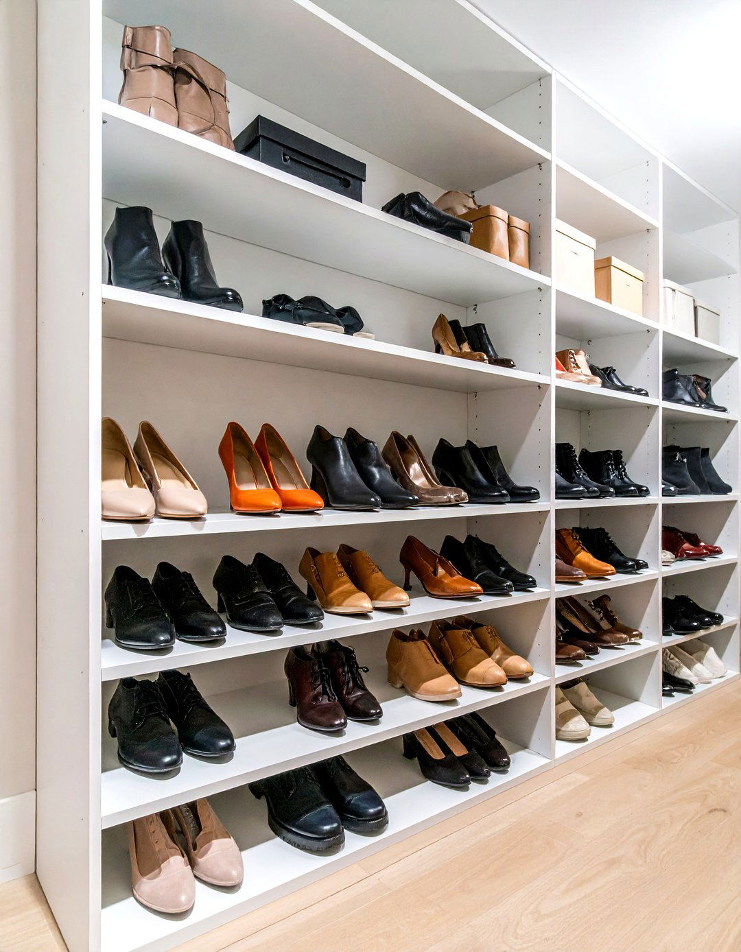 Angled Shoe Shelf System - 30 diy closet ideas
