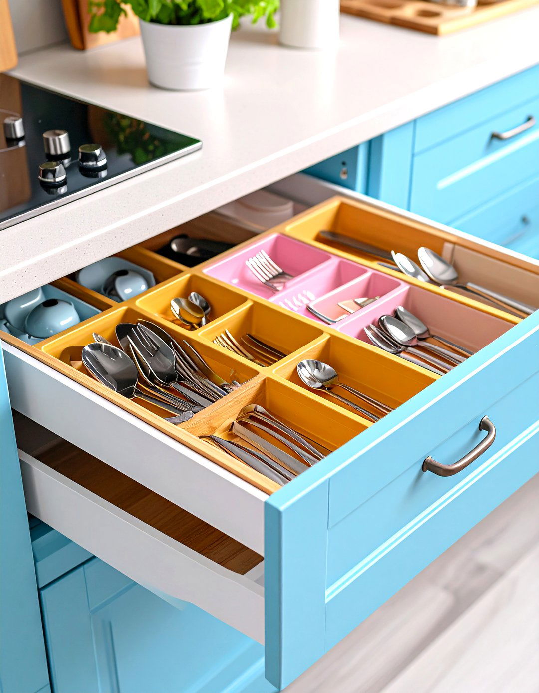 Angled Utensil Drawer Tray - 30 kitchen drawer organizer ideas