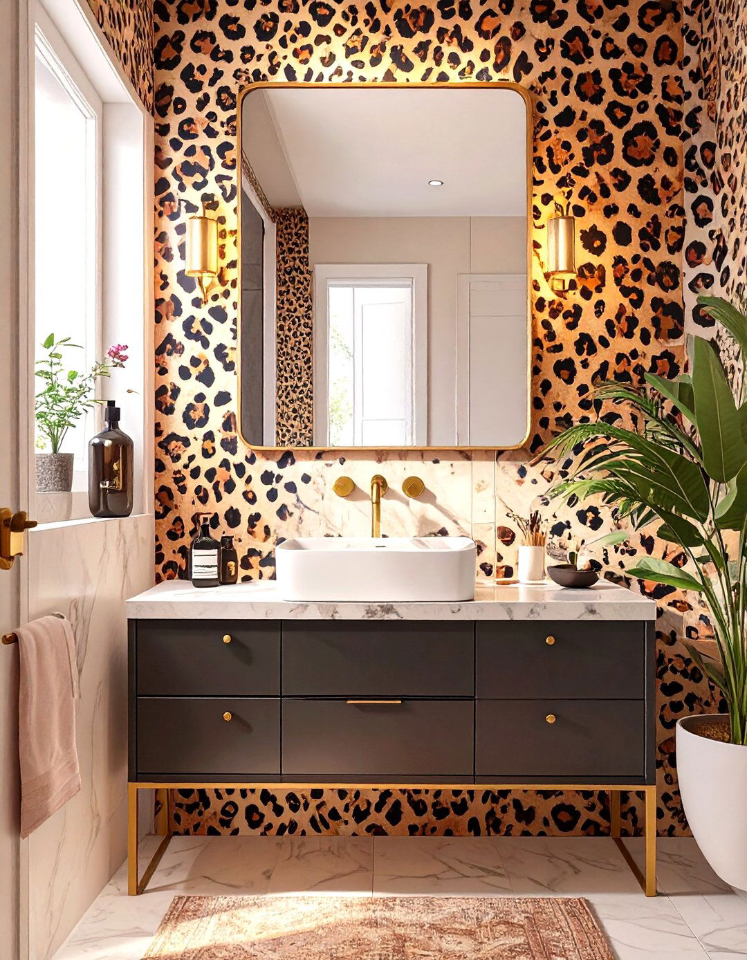 Animal Print Wallpaper - 30 small bathroom bathroom wallpaper ideas