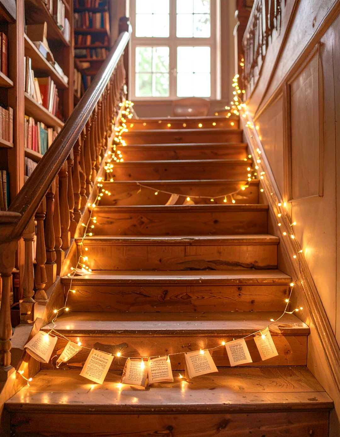 Antique Book Page Garland - 30 garland on stairs ideas