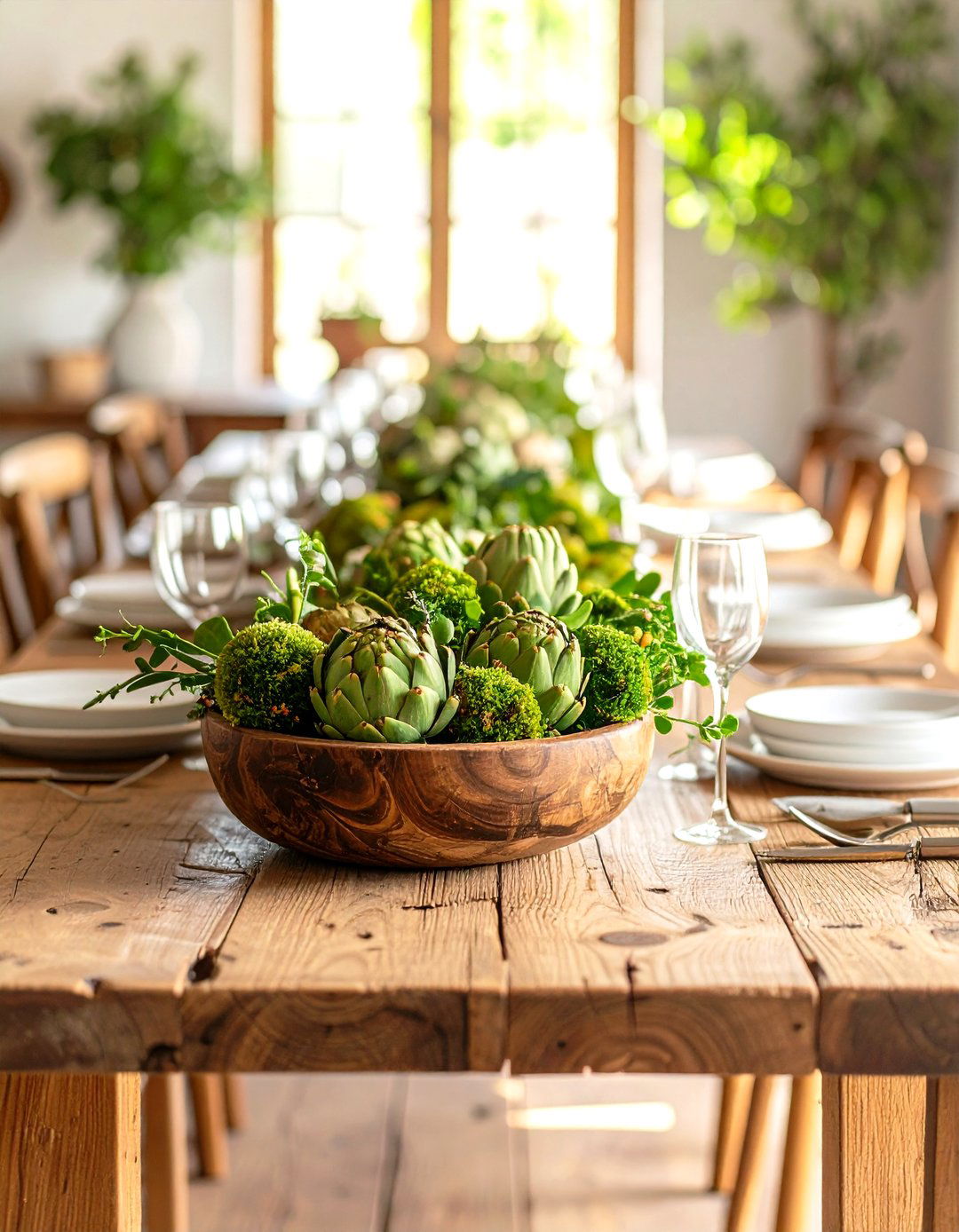 Antique Dough Bowl Centerpiece - 30 rustic farmhouse interior design ideas