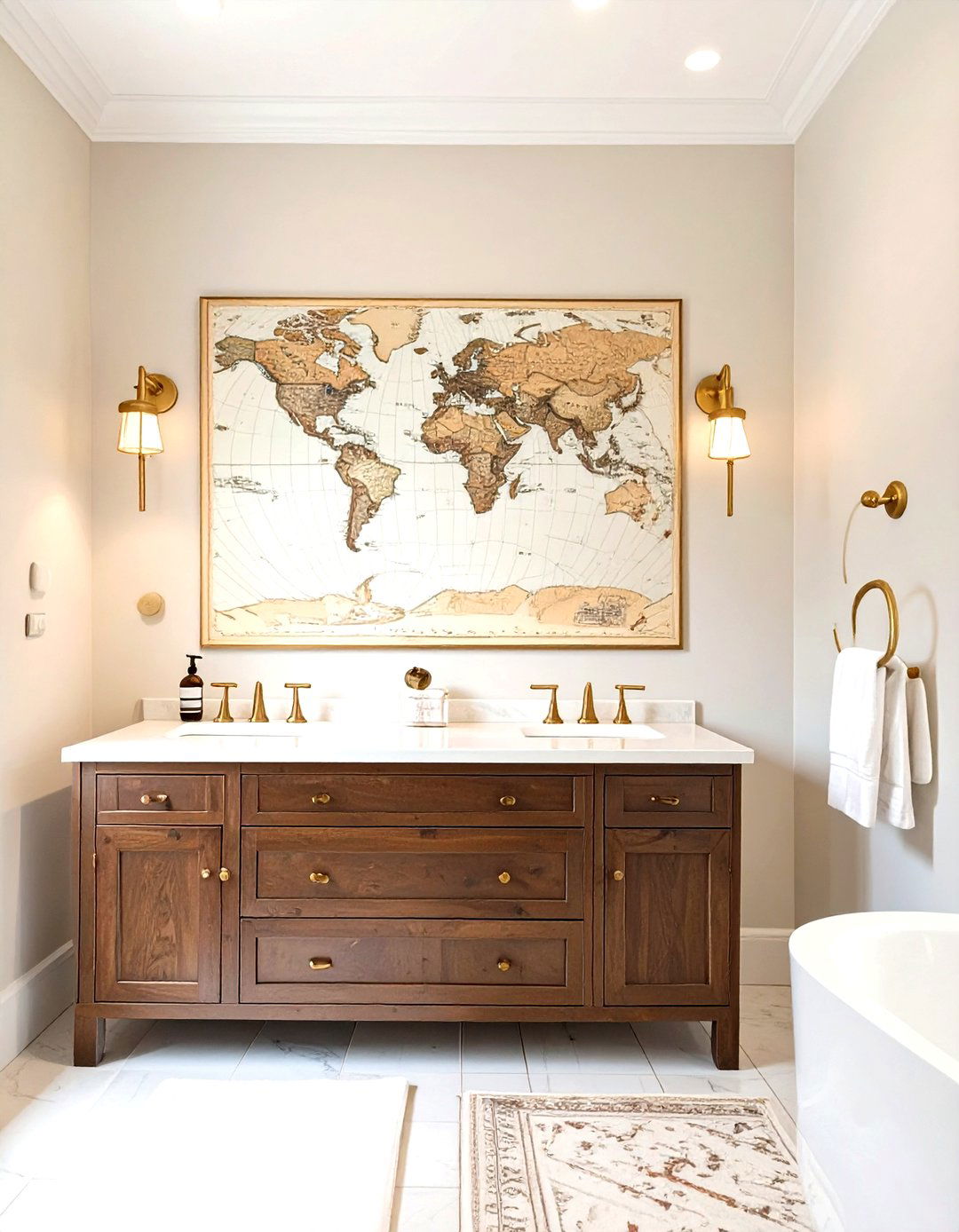 Antique Map Bathroom Art - 30 bathroom art ideas