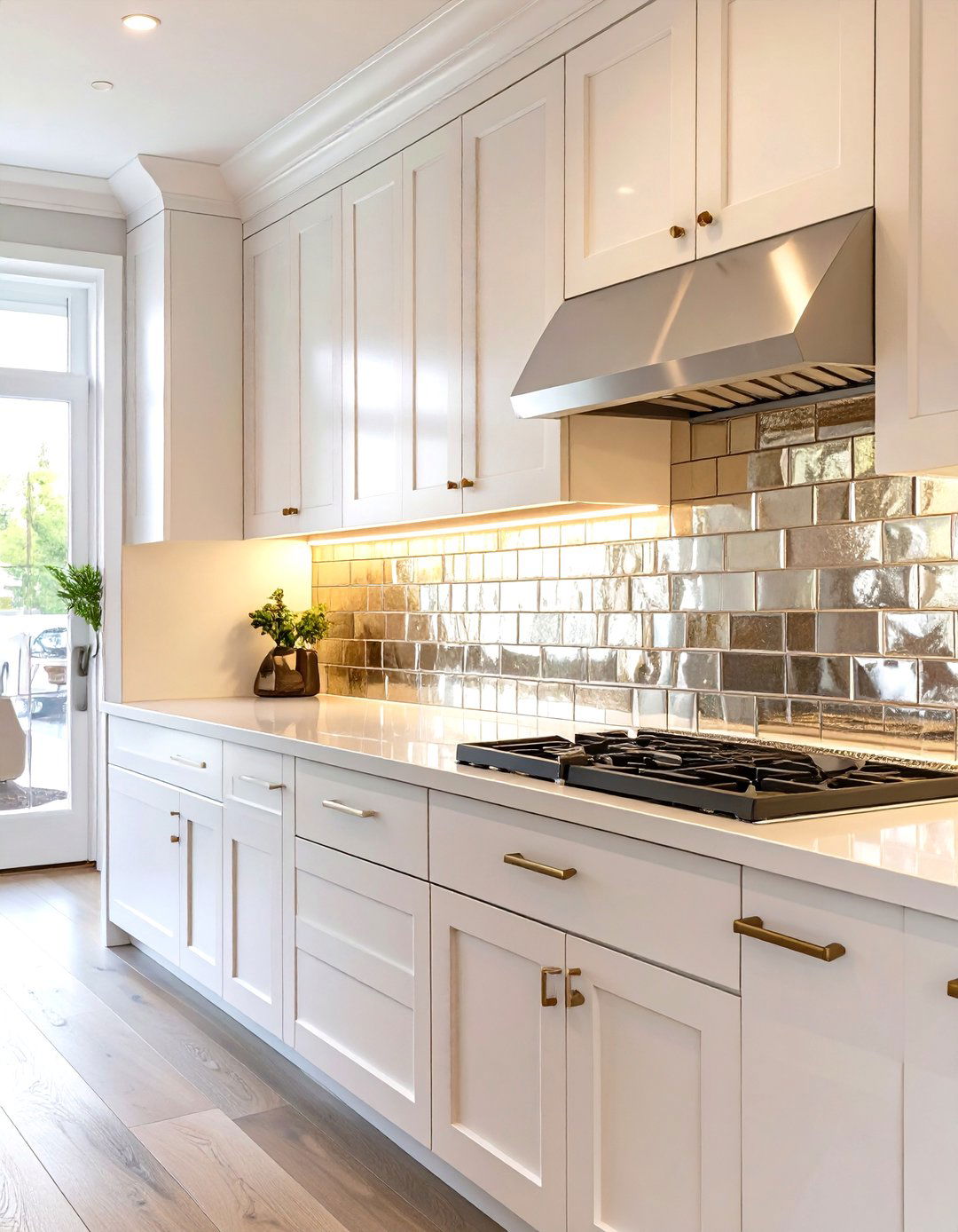 Antique Mirror Tile Backsplash - 30 white cabinet kitchen backsplash ideas