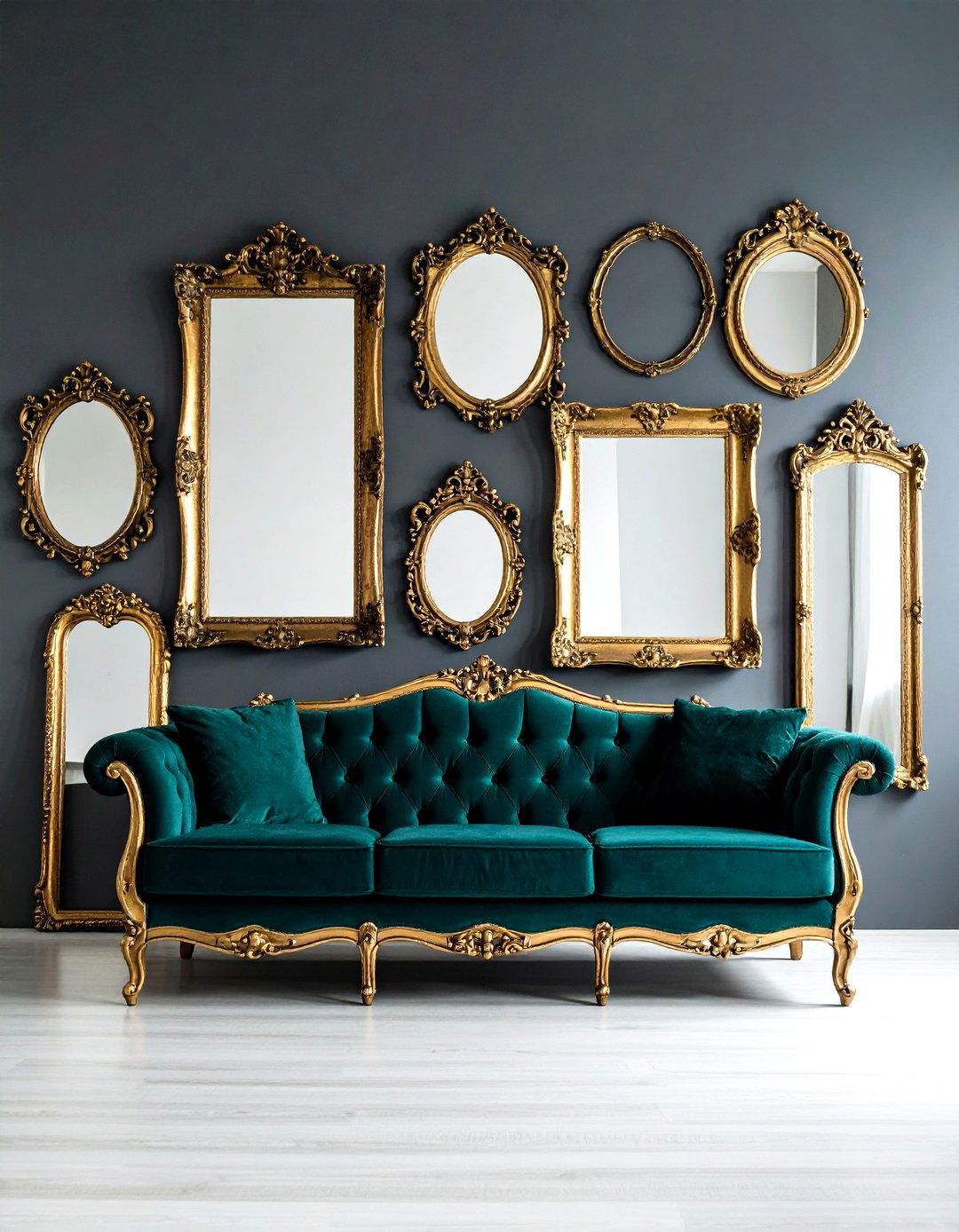 Antique Mirror Wall - 30 elegant living room wall decor ideas