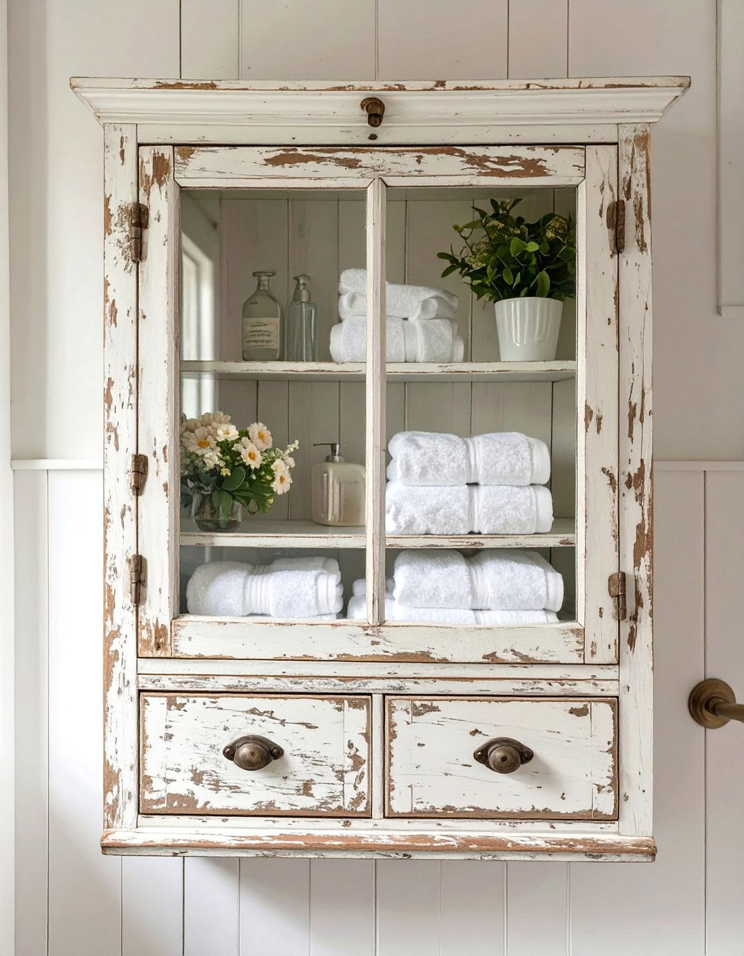 Antique Wall Cabinet - 30 bathroom towel storage ideas
