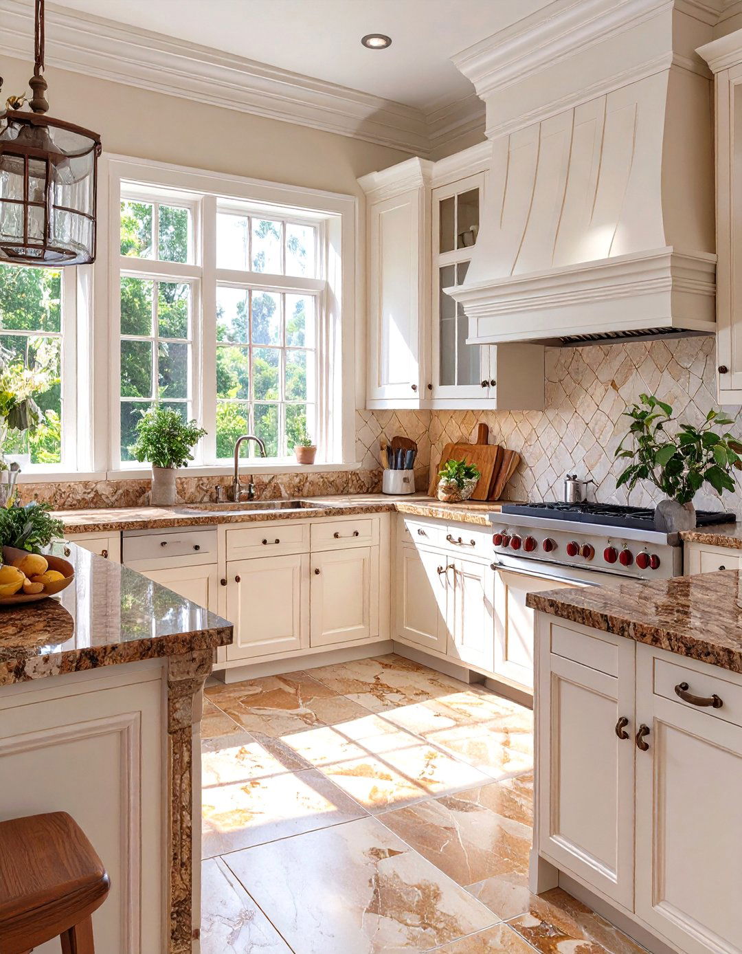 Antique White Ceramic Tile - 30 backsplash ideas for fantasy brown granite countertops