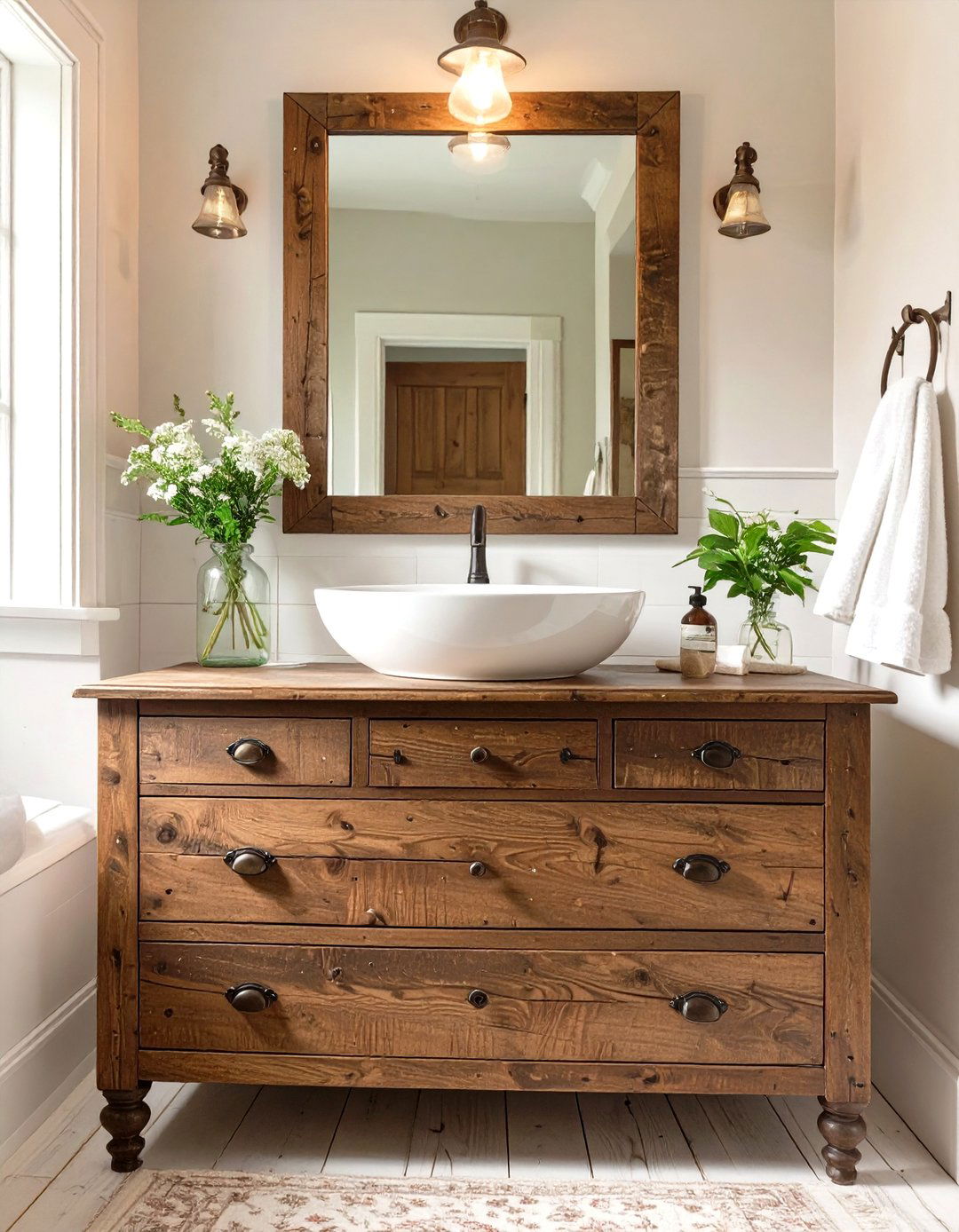 Antique Wooden Vanity - 30 vintage bathroom ideas