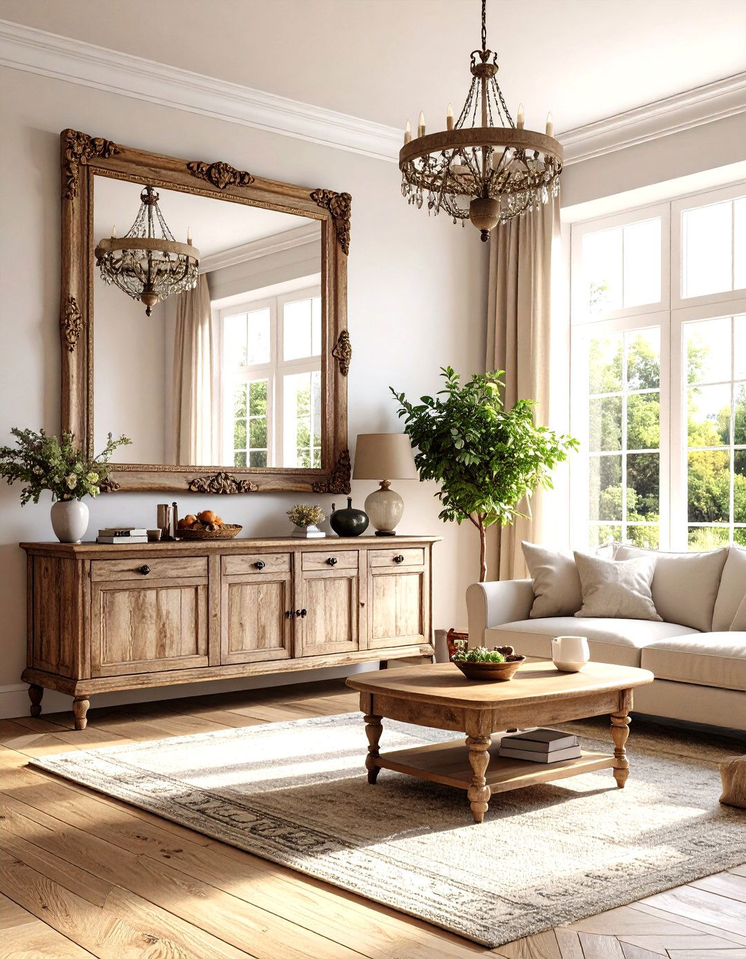 Antiqued Mirror for a Vintage Feel - 30 living room mirror ideas