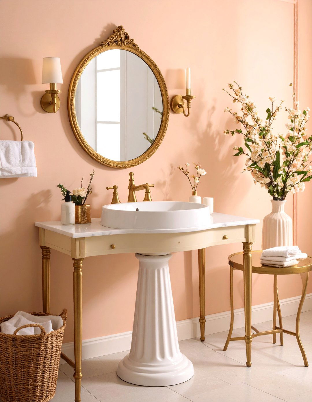 Apricot Toned Powder Room - 30 2025 paint color trends