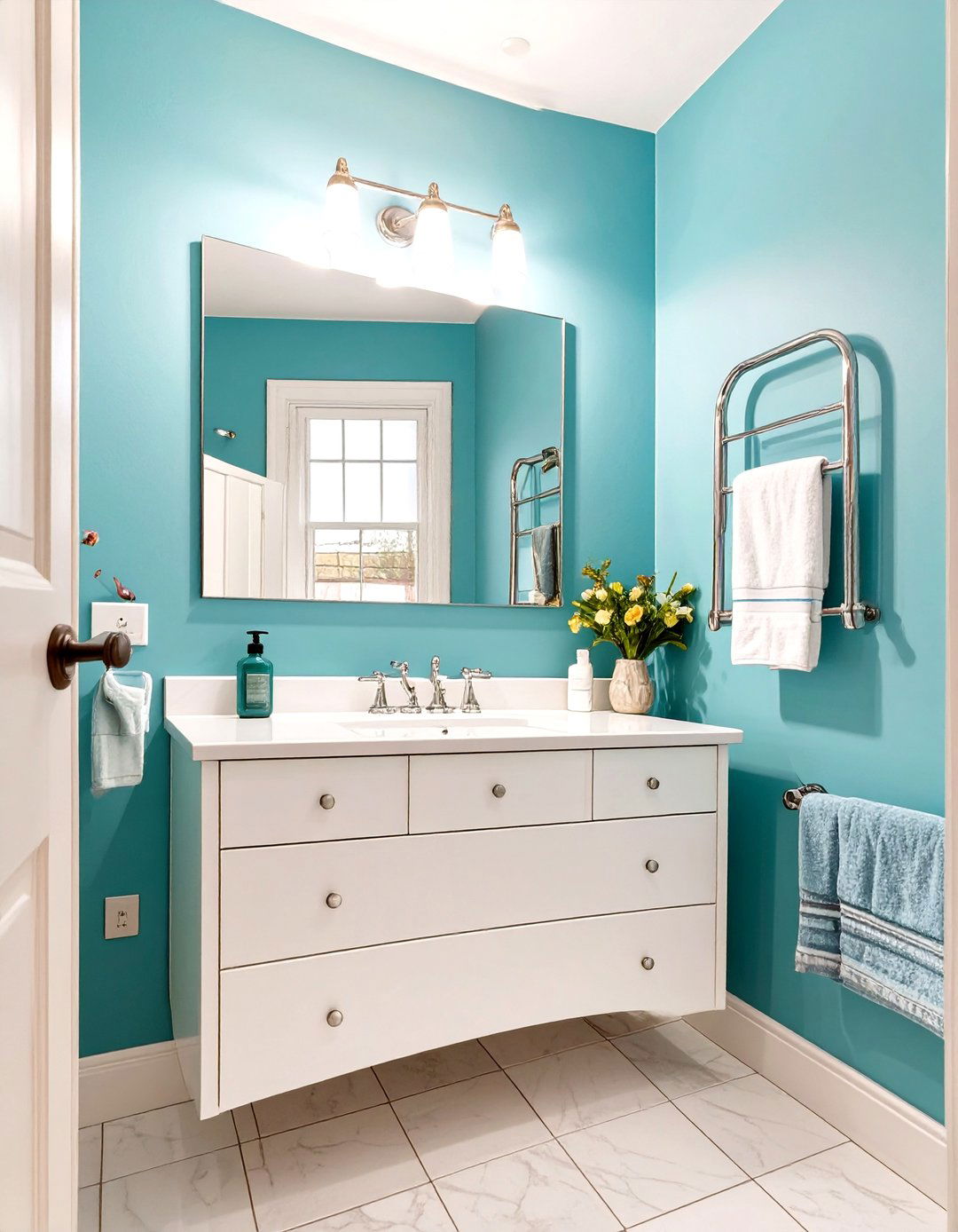 Aqua for a Bright and Refreshing Escape - 30 small bathroom bathroom color ideas